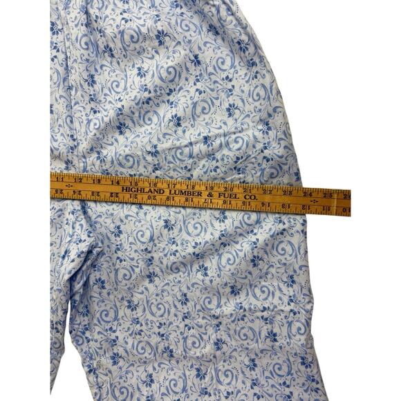 NWT Amanda Stewart Flannel Pajama Set Cotton Womens Large Blue Print Made USA - Picture 12 of 13